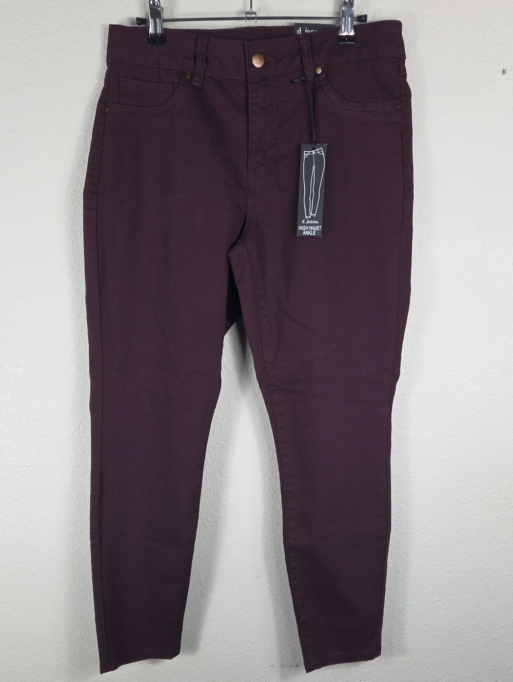 D.jeans High Waist Ankle Skinny Pants Burgundy Stretch Size 8 NWT